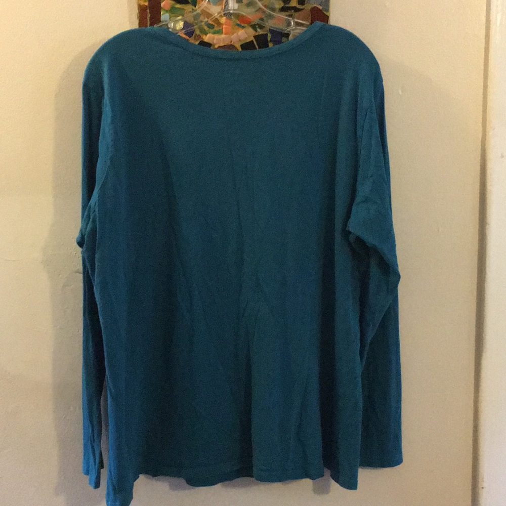 Old Navy “Flower Power” Teal Long Sleeve Tee - Picture 5 of 5